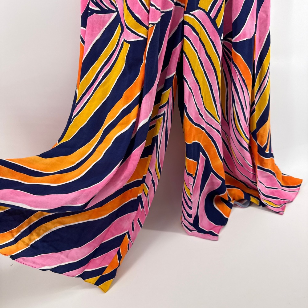 Maeve Anthropologie Pink Orange Swirl Graphic Print Wide Leg Jumpsuit 0 Oversize - Picture 4 of 13